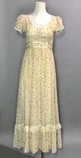 VTG 70s Gunne Sax Romantic Renaissance Prairie Floral Bridal Maxi Dress SZ 7 USA