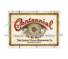 1930s Diehl Centennial Beer Brewery Defiance Ohio metal tin sign wall hanging