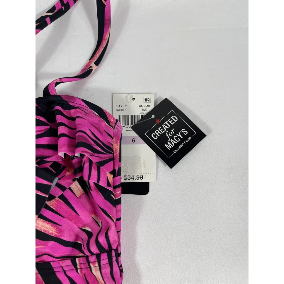 Traje de baño Island Escape Tankini Top para mujer 6 palmas estampado volantes correas ajustables Foto 4 de 4