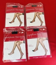 Juncture Day Sheer Black Reinforced Toe Pantyhose/Tights One Size (S/M/L) 4 Lot