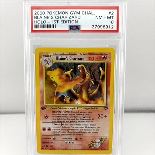 Pokemon Blaine's Charizard 1st Edition Holo Gym Challenge NM-MINT PSA 8