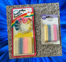Vintage Happy Birthday Candles and   Cake Candle Flower topper Holders Lot