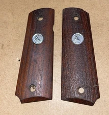 Colt 1911 FULL Size .45ACP Walnut Grips Government Model Silver Medallion 