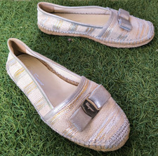 Salvatore Ferragamo Elodie Espadrille Flats Vara Bow Size 6M EU 36.5