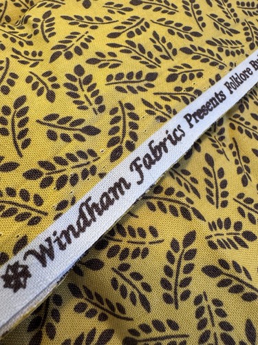 Windham Folklore # 30663 Whistler Studio Cotton Quilt Brown Sprigs on Gold - Picture 4 of 6