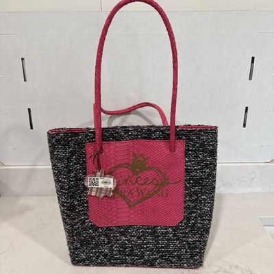 Simply Vera Vera Wang BORN TO RULE NWT  Tote Bag  BLACK PINK TEXTURED