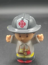 Fisher Price Little People Fireman Firefighter Boy Gray Hat 2016 - Mattel