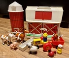 Vintage Fisher Price Play Family Farm Barn Silo Animals Figures