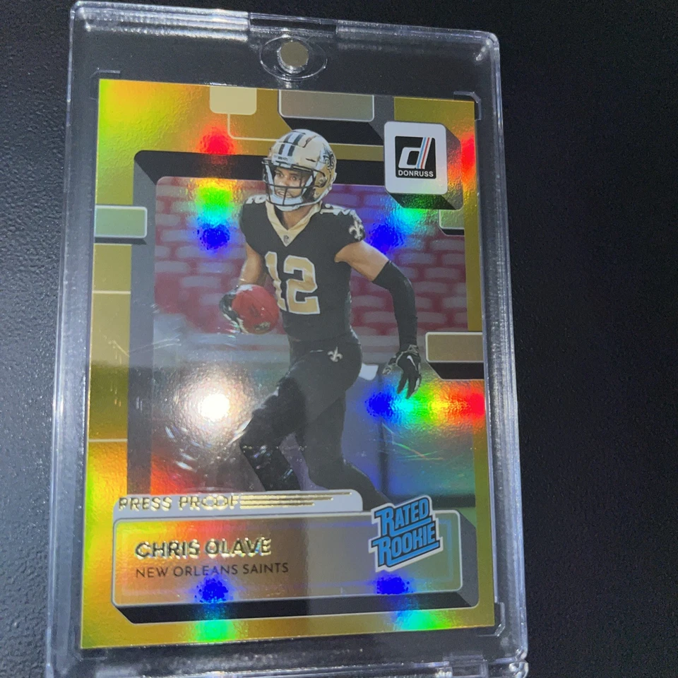 2022 Panini DonrussRated Rookie Chris Olave #P-309 Optic Preview Gold Ice10 AURC - Image 2 of 4