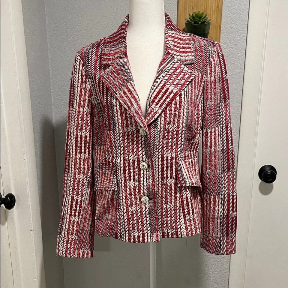 Chaqueta Blazer Cabi 6028 Rojo Patchwork Talla Mediana Foto 2 de 4