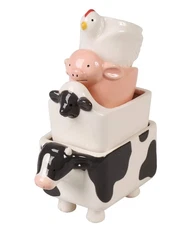 180 Degrees Nesting Farm Animal 4 Measuring Cup Set Cow Sheep Pig Chicken NEW!