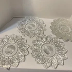 Set Of 6 Vintage 1960’s Federal Glass Flower Petal Pattern Star Point 9” Plates