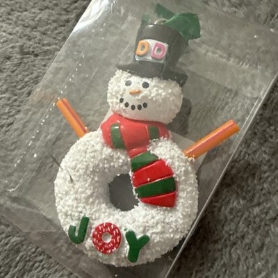 Dunkin Donuts 2014 Christmas Ornament - Donut Snowman  ''JOY'' New