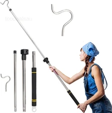 Heavy Duty Closet Hanger Reaching Pole,36" to 65" Clothes Hook Pole Telescoping.