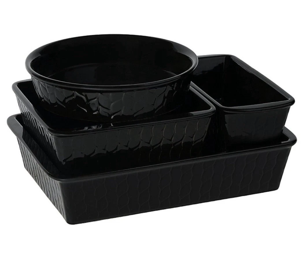 Temp-tations Carved Willow 5-Piece Nestable Bakeware Set - Black Carved Willow