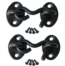 2 Pack Hook and Eye Latch for Door 2 Inch Black, Stainless Steel Barn Door Lock