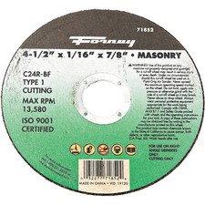 Forney Type 1 4-1/2 In. x 1/16 In. x 7/8 In. Masonry Cut-Off Wheel 71852 Forney