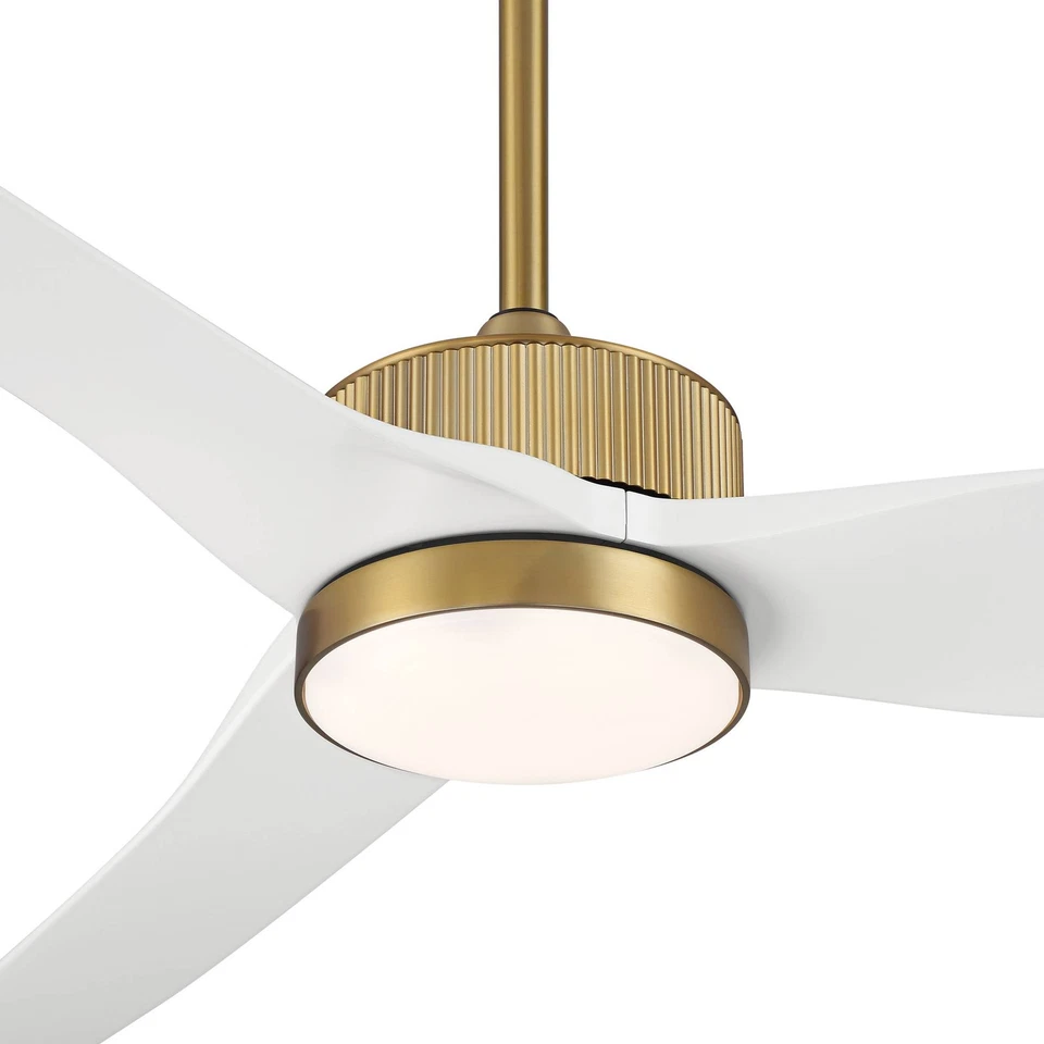 60" Casa Vieja Montage Soft Brass LED Damp Rated Fan with Remote 4910G - Image 3 of 4