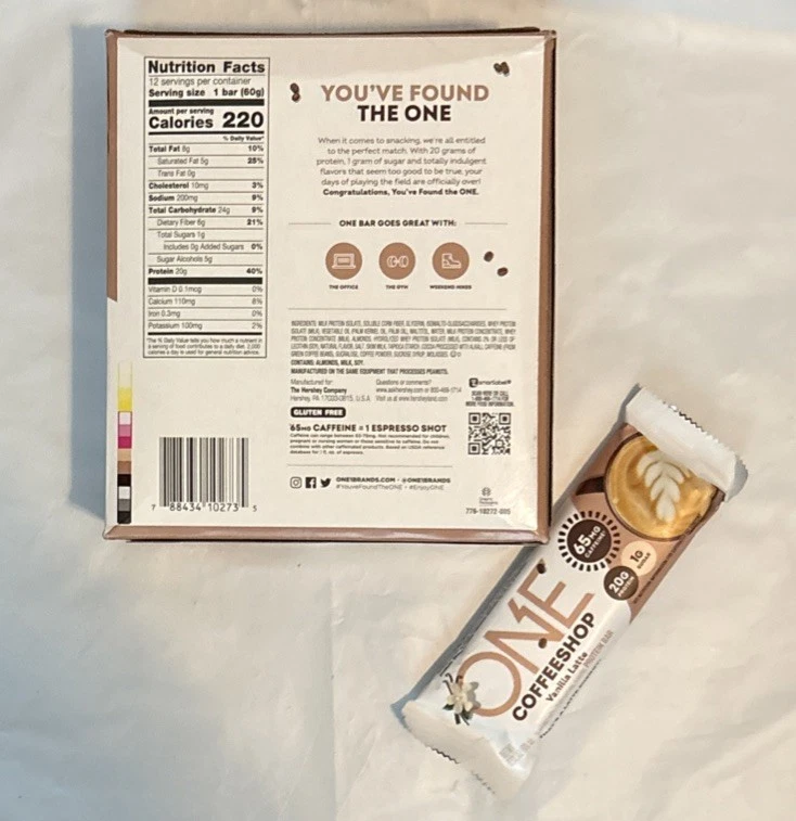 ONE Bar кофейня, вкус ванили латте, 20 г белка упаковка из 12 - Изображение 3 из 3