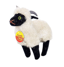 Steiff Germany SNUCKI Ram Sheep Plush Mohair "No Knopf Im Ohr" 13cm Mint 70 RARE