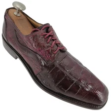 Vintage Mauri Burgundy Alligator Ostrich Exotic Dress Shoes 11.5M Derby Oxfords
