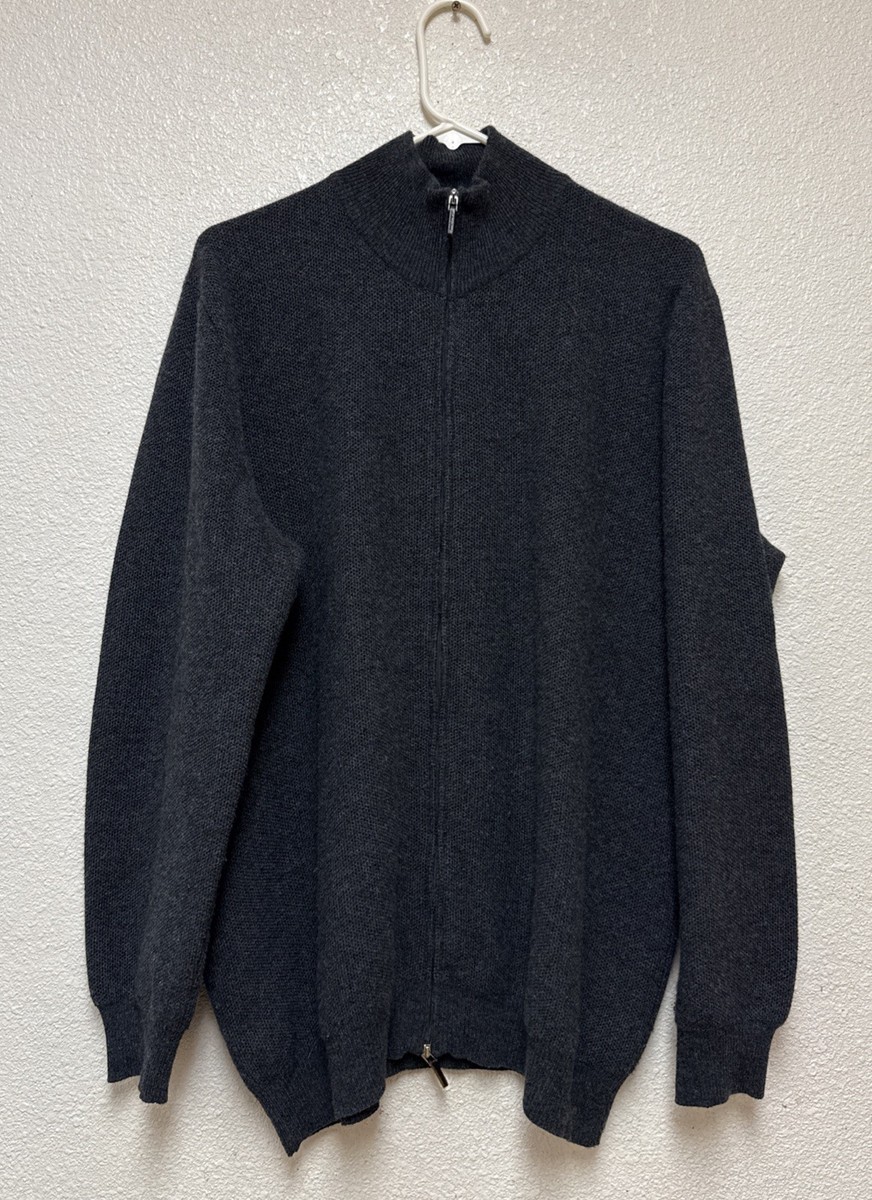 Richard Grand Paris Black Grey 100% Cashmere Knit Full Zip