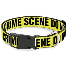 Plastic Clip Collar CRIME SCENE DO NOT CROSS Yellow/Black Medium 11-16.5"
