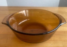 Anchor Hocking #436 Amber Brown Round Glass 1 Qt. Casserole Dish Bowl