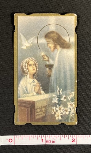 Vtg 1938 N.G. BASEVI Litho PRAYER CARD NB 511 USA Jesus & Child Holy Communion - Picture 7 of 7