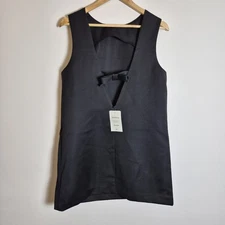 H&M M Black Cut Out Back Bow Detail Shift Mini Drss Party Cocktail Sleeveless