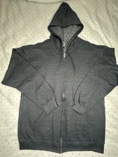 Gildan Heavy Blend Charcoal Gray Full Zip Hoodie Men  s Size L Hooded Sweatshirt