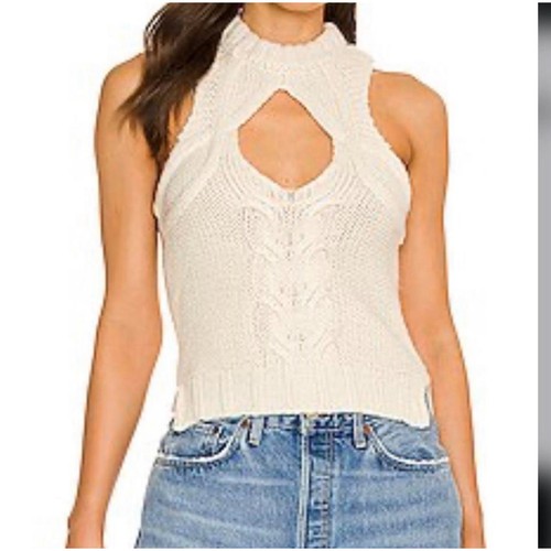 For Love & Lemons women’s Keke Cable Knit Tank size 1X NWT Cream - Picture 1 of 10