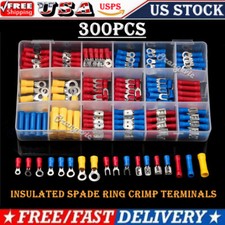 300PCS Insulated Cable Butt Splice Terminal Kit Crimp Electrical Wire Connectors