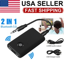 2-in-1 Bluetooth 5.0 Wireless Audio Aux 3.5mm Adapter Transmitter and Receiver