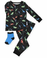 Max  Olivia Baby and Toddler Boys 2-Piece Pajama Set with Socks, 18M, Black