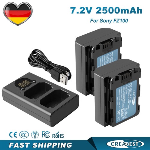 2 pezzi batteria NP-FZ100 e doppio caricabatterie per Sony Alpha 9 9R A9S 7R IV A7 III A7R3 7RM