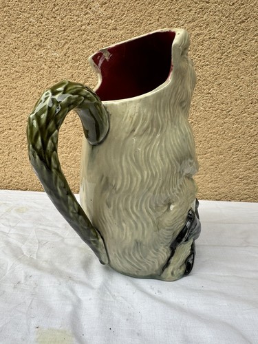 ANTIQUE BARBOTINE PITCHER ORCHIES RUSSIAN SOLDIER KOREA INSIDE RED - Picture 6 of 10