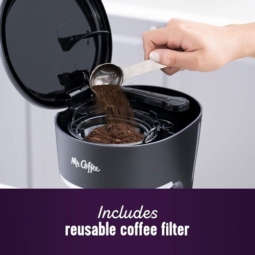 Mr. Coffee 5-Cups Programmable Coffee Maker 25oz Capacity W/ Reusable Filter-Blk - Picture 2 of 6