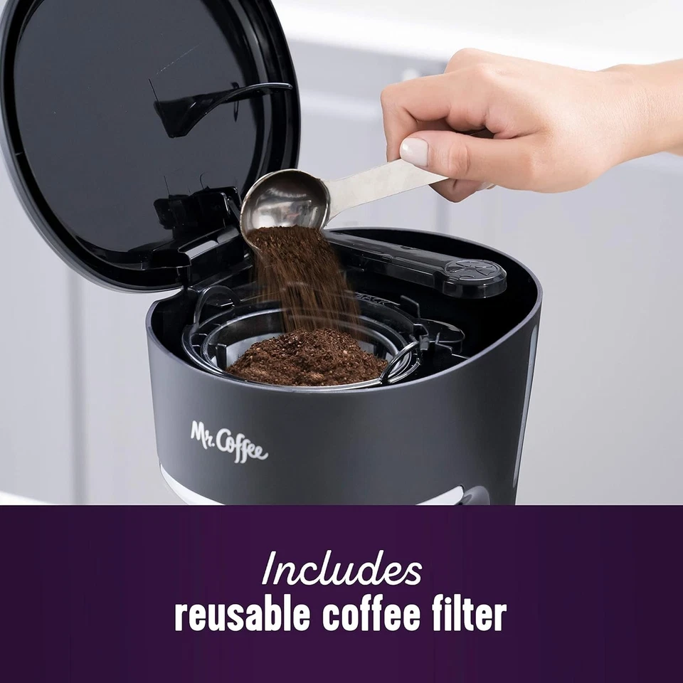 Mr. Coffee 5-Cups Programmable Coffee Maker 25oz Capacity W/ Reusable Filter-Blk - Image 2 of 4