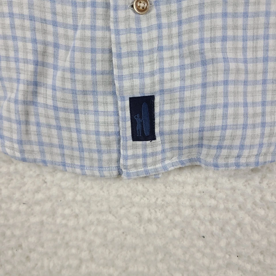 Johnnie-O Flannel Shirt Mens Medium Blue Gray Check Plaid Cotton Button Up - Image 3 of 4