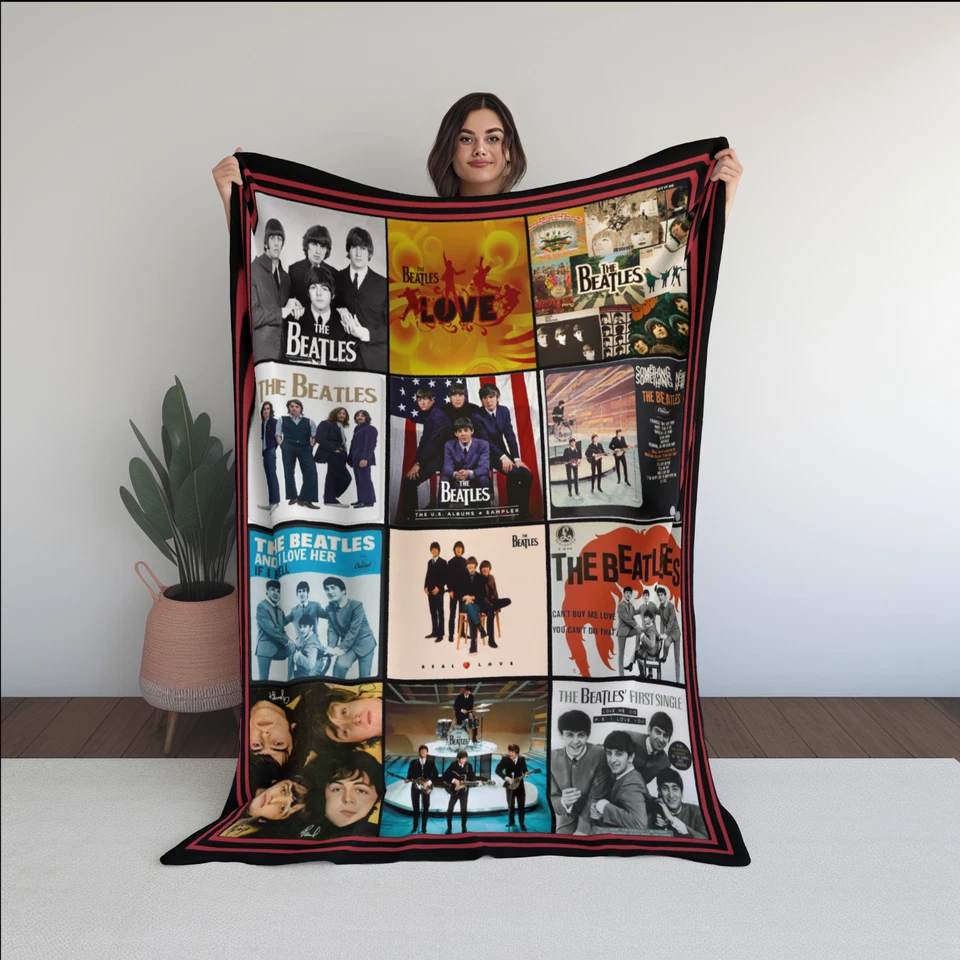 The Beatles Music Velveteen Plush Fleece Blanket Soft Cozy Home Décor Gift - Image 3 of 4