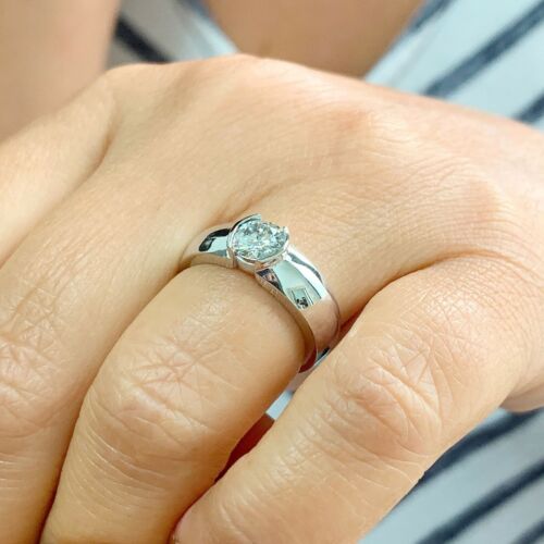 IGI Certified 14k White Gold Round Lab Created Diamond Engagement Ring 0.75ct - Picture 3 of 9