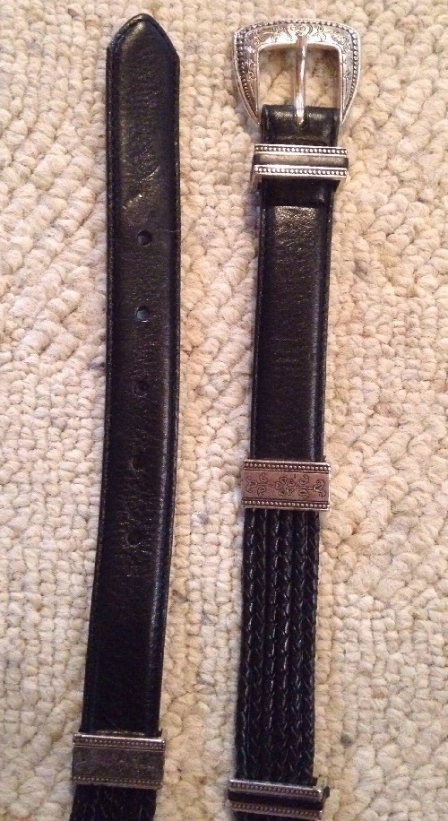 Brighton B30133 Womens S 28 Black Leather & Silver Tone Braided Belt READ Brighton Women main image 3