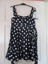 polka dot spotty navy blue rockabilly DRESS SIZE 10 vintage 50s style grace ixia