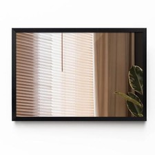 Premium Groß Spiegel im Garderobe Flur Wohnzimmer 100x70 Schwarz Weiß Holzrahmen