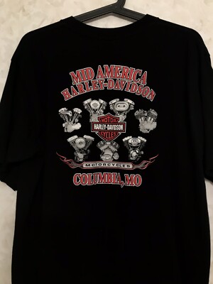 T-shirt Harley Davidson Eagle Logo 2005 Columbus - Taille S/M Noir Coton