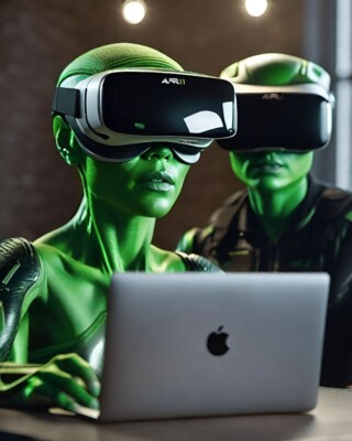 V.R Playing Aliens, Virtual Reality Aliens Wandkunst Größe A3