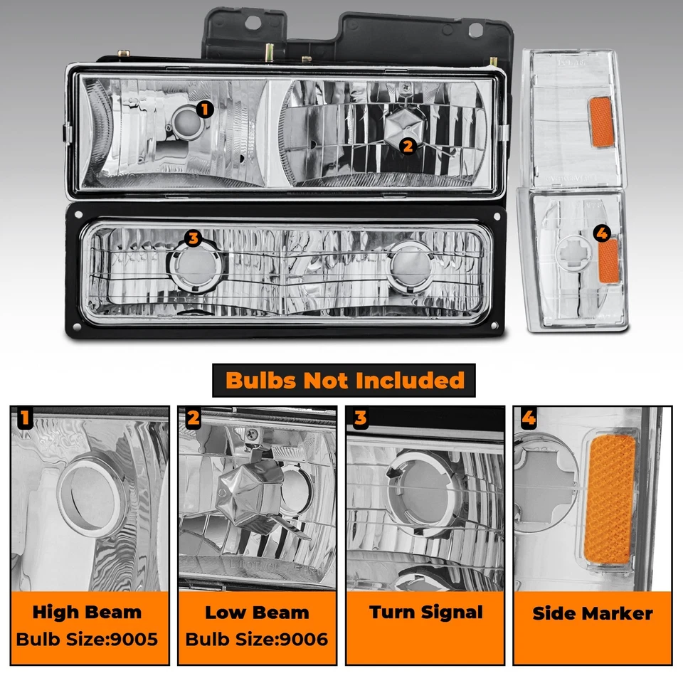 Faros con luces de esquina de parachoques para Chevy C/K 1500 2500 Suburban 3500 1988-93 Foto 2 de 4