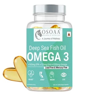 Omega 3 1000mg Cerveau d'huile de poisson de haute mer & Soutien immunitaire pour les hommes & Femmes 60Softel