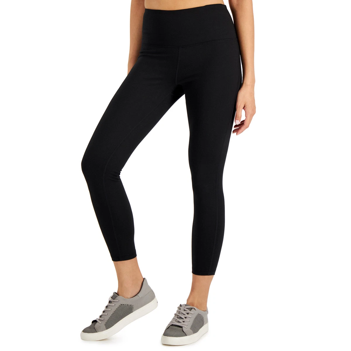 ID Ideology Womens Black High Waist Sweat Set 7/8 Active Legging